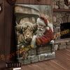 Joycorner Highland Cow With Santa Claus Christmas Scene 3D Wrapped Canvas