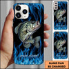 Joycorner Fishing Blue Flame Smoke Background Personalized Name 3D Phone Case (10 Fish Species)