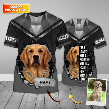 Joycorners Golden Retriever Not Fighter 3D Custom Name And Dog Full Print Shirts