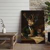 Joycorners Aristocrat Deer Scholar with Whiskey and Cigar in Victorian Library Wrapped Canvas Wall Art