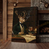 Joycorners Aristocrat Deer Scholar with Whiskey and Cigar in Victorian Library Wrapped Canvas Wall Art