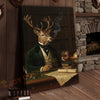 Joycorners Aristocrat Deer Scholar with Whiskey and Cigar in Victorian Library Wrapped Canvas Wall Art