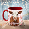 Joycorners Brown and White Heaford Cow Pink Plaid Flowers Personalized Mug