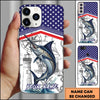 Joycorners Fishing American Flag Nautical Sketch Style Personalized Name Phone Case (10 Fish Species)