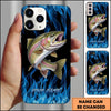 Joycorner Fishing Blue Flame Smoke Background Personalized Name 3D Phone Case (10 Fish Species)