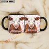 Joycorners Brown and White Heaford Cow Pink Plaid Flowers Personalized Mug