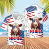 Joycorners Funny Cows Merica USA Flag Patriotic 3D Hawaiian Shirt (10 Breeds)