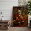 Joycorner Brown Swiss Cow Santa Suit Christmas Cozy Room 3D Wrapped Canvas