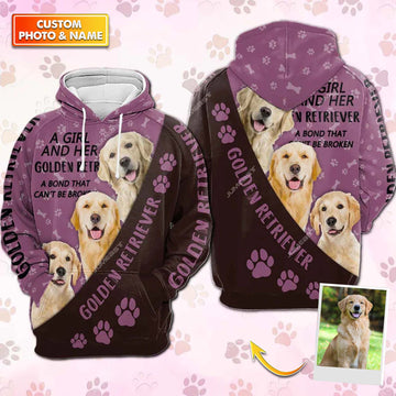 Joycorners A Girl And Her Golden Retriever 2 3D Custom Name And Dog Full Print Shirts