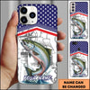 Joycorners Fishing American Flag Nautical Sketch Style Personalized Name Phone Case (10 Fish Species)