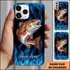 Joycorner Fishing Blue Flame Smoke Background Personalized Name 3D Phone Case (10 Fish Species)