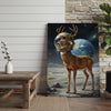 Joycorners Astronaut Deer Standing on the Moon with Earth in Background Wrapped Canvas Wall Art