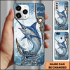 Joycorners Fishing Phone Case Hook Line Ocean Bubble Design Personalized Name Phone Case (8 Fish Species)