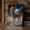 Joycorners Astronaut Deer Standing on the Moon with Earth in Background Wrapped Canvas Wall Art