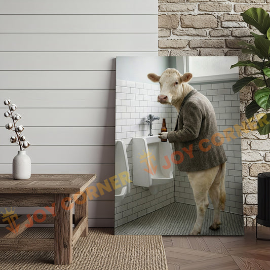 Joycorner Charolais Cow Bathroom Urinal Beer Funny Scene 3D Wrapped Canvas