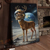 Joycorners Astronaut Deer Standing on the Moon with Earth in Background Wrapped Canvas Wall Art