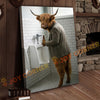 Joycorner Highland Cow Bathroom Urinal Beer Funny Scene 3D Wrapped Canvas