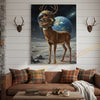 Joycorners Astronaut Deer Standing on the Moon with Earth in Background Wrapped Canvas Wall Art