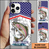 Joycorners Fishing American Flag Nautical Sketch Style Personalized Name Phone Case (10 Fish Species)