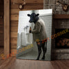 Joycorner Black Angus Cow Bathroom Urinal Beer Funny Scene 3D Wrapped Canvas