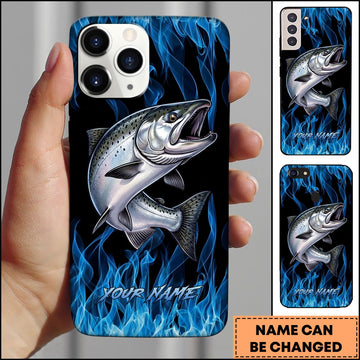 Joycorners Chinook Fishing Blue Flame Smoke Background Personalized Name 3D Phone Case
