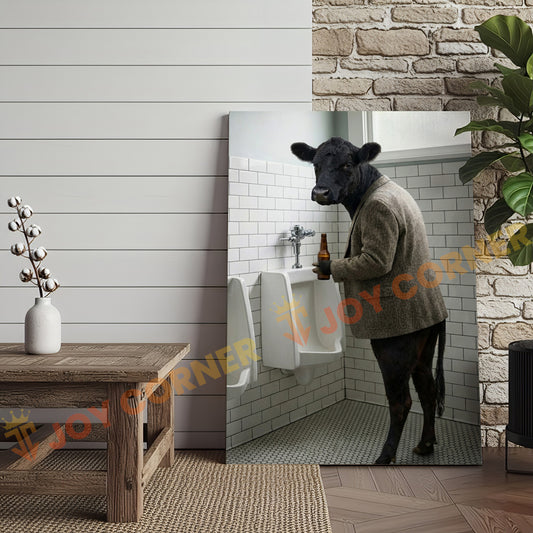 Joycorner Belted Galloway Cow Bathroom Urinal Beer Funny Scene 3D Wrapped Canvas