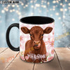 Joycorners Red Angus Cow Pink Plaid Flowers Personalized Mug