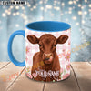 Joycorners Red Angus Cow Pink Plaid Flowers Personalized Mug