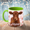 Joycorners Red Angus Cow Pink Plaid Flowers Personalized Mug