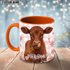 Joycorners Red Angus Cow Pink Plaid Flowers Personalized Mug