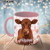 Joycorners Red Angus Cow Pink Plaid Flowers Personalized Mug