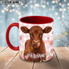 Joycorners Red Angus Cow Pink Plaid Flowers Personalized Mug