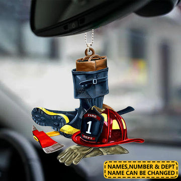Joycorners Personalized Firefighter Helmet & Boots Flat Acrylic Ornament 2D Flat LM1611