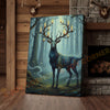 Joycorners Magical Blue Deer with Glowing Antlers and Forest Fireflies Wrapped Canvas Wall Art