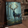 Joycorners Magical Blue Deer with Glowing Antlers and Forest Fireflies Wrapped Canvas Wall Art