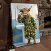 Joycorner Highland Cow Brushing Teeth Morning Bathroom 3D Wrapped Canvas