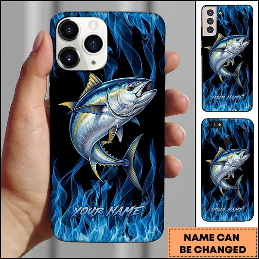 Joycorners Tuna Fishing Blue Flame Smoke Background Personalized Name 3D Phone Case