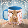 Joycorners Light Brown Jersey Calf Pink Plaid Flowers Custom Name Mug