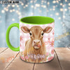 Joycorners Light Brown Jersey Calf Pink Plaid Flowers Custom Name Mug