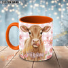 Joycorners Light Brown Jersey Calf Pink Plaid Flowers Custom Name Mug