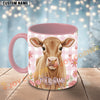 Joycorners Light Brown Jersey Calf Pink Plaid Flowers Custom Name Mug