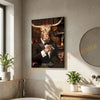 Joycorners Texas Longhorn Luxury Tuxedo Gentleman Cigar Library Scene Personalized Name Wall Art Canvas