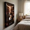 Joycorners Texas Longhorn Luxury Tuxedo Gentleman Cigar Library Scene Personalized Name Wall Art Canvas