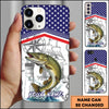 Joycorners Fishing American Flag Nautical Sketch Style Personalized Name Phone Case (10 Fish Species)