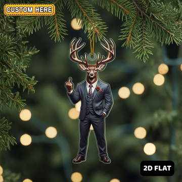 Joycorners Personalized Boss Buck Attitude Hunting Acrylic Christmas Ornament Custom Gift for Hunters 2D Flat