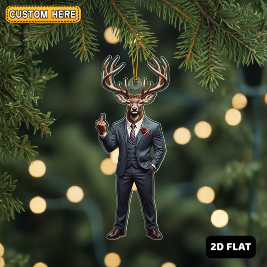 Joycorners Personalized Boss Buck Attitude Hunting Acrylic Christmas Ornament Custom Gift for Hunters 2D Flat