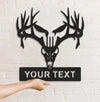 Maxcorners Personalized Deer Skull Metal Sign WITH LED/WITHOUT LED – Rustic Hunting Cabin Wall Decor, Gift for Hunters MT0110