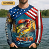 Joycorners Hooked On Freedom Patriotic Fishing Shirt, Largemouth Bass Fishing SPF Shirt For Men, Men's Fishing Shirt