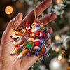 Joycorners Custom Name Santa, Corgi Deer Ornament, Santa Christmas Gift 2D Flat LM2111