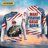 Joycorners Make Fishing Great Again Patriotic Fishing Shirt, Red White Blue Fishing UPF Shirts, Men's Fishing Shirt